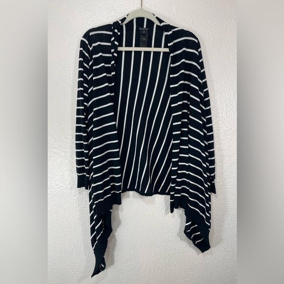 Lafayette 148 New York Striped Asymmetrical Cardigan Medium Minimalist Chic - Picture 1 of 10